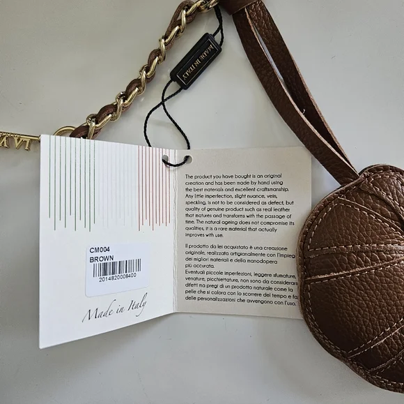 NWT La Via Firenze Leather Crossiant Bag Charm/Keychain - Picture 3 of 5